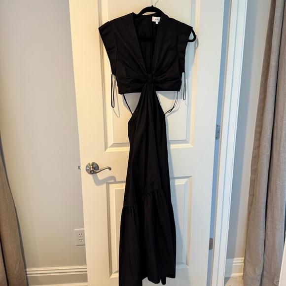 A.L.C. Alexandria Cut-Out Poplin Black Midi Dress | Size 2 - Picture 4 of 8